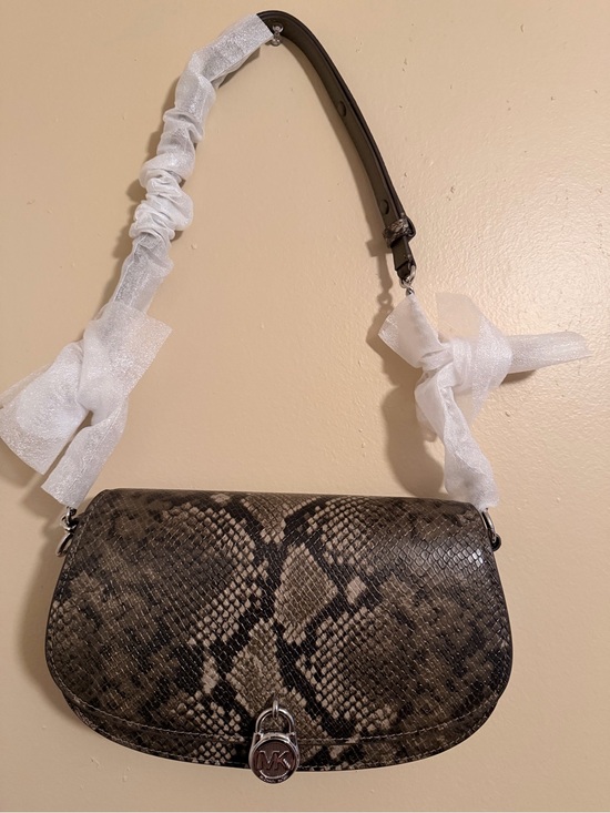 Michael Kors Handbags - Michael Kors Python-Print Shoulder Bag in Brown and Black